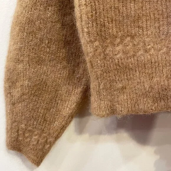EUC Sézane Otis Alpaca Blend Mock Neck Sweater Camel Medium - Picture 6 of 9